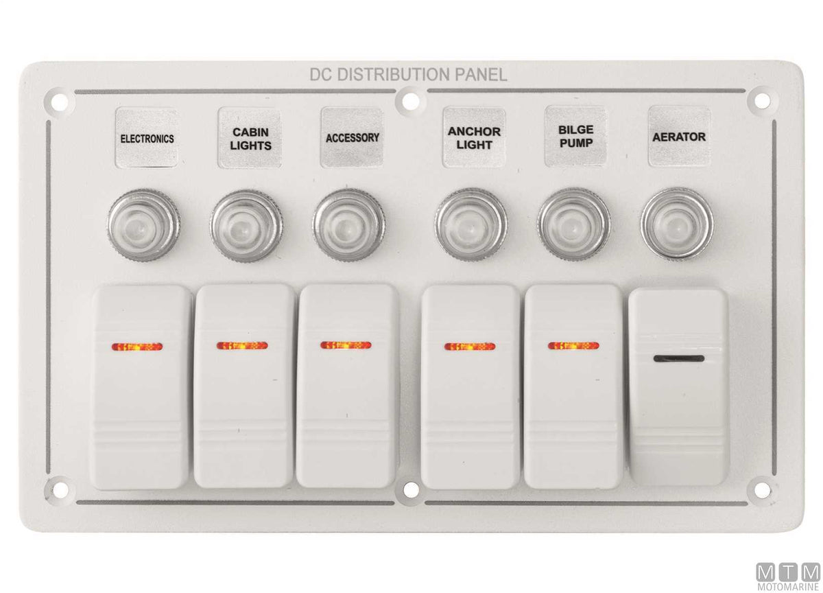 White aluminium panel with 1-position rocker switch - original photo Motomarine Srl