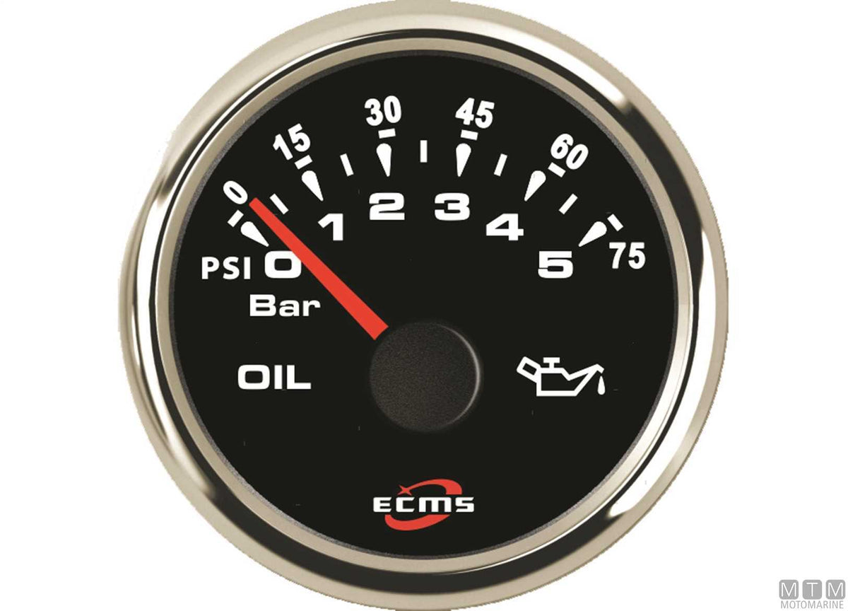 Pressure gauge 30 bar Black/Chrome - original photo Motomarine Srl