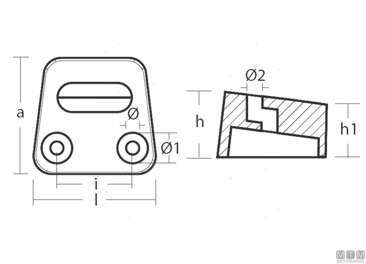 Cube plate anode for OMC King Cobra, aluminium - original photo Motomarine Srl