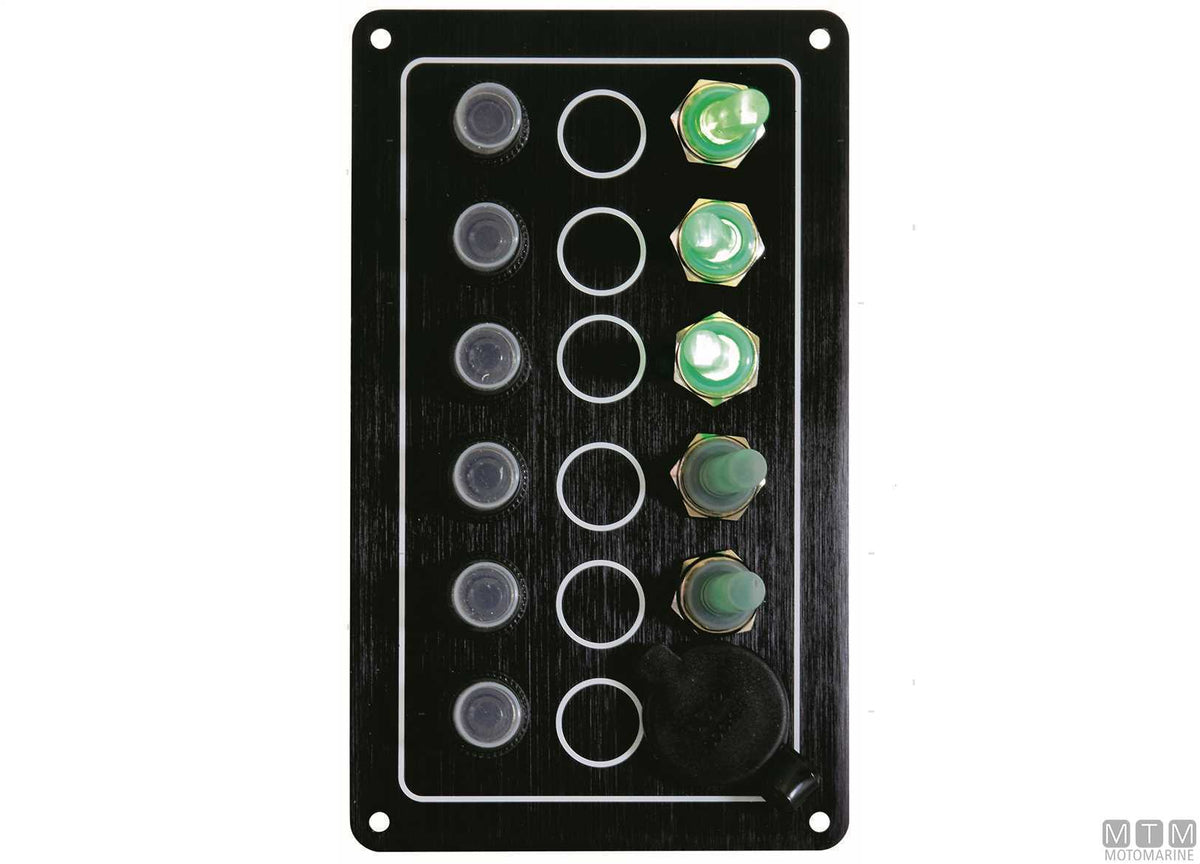 Ghost panel, 5 positions, with 12V socket, 170x90 mm - original photo Motomarine Srl