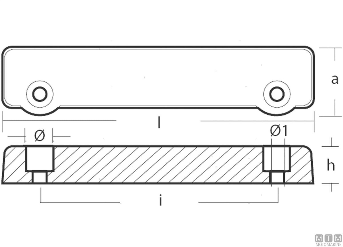Bar anode for Volvo 250/270/280, zinc - original photo Motomarine Srl