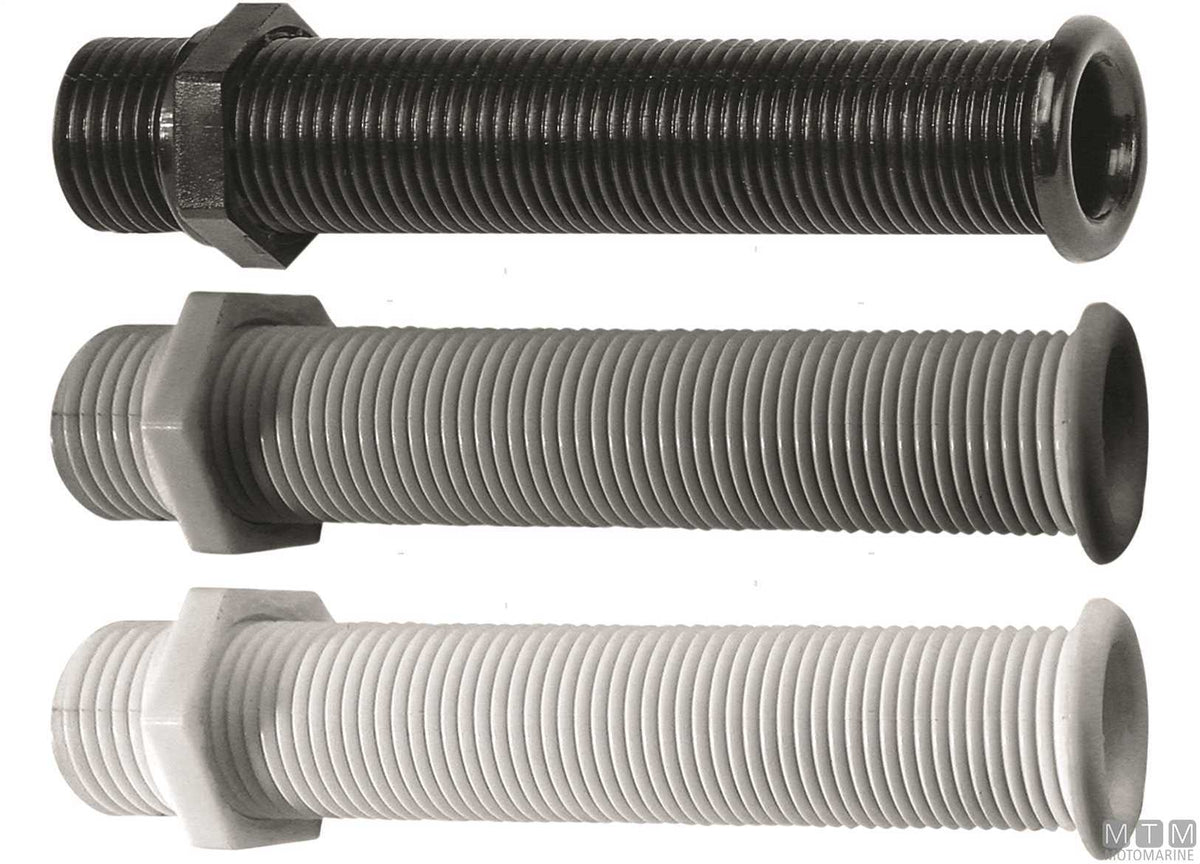 Grey long through-hull fitting for Ø22.7 mm plugs - original photo Motomarine Srl