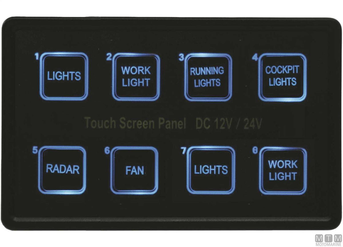 Panel with touch switches and control unit, 8 positions, 80x130 mm - original photo Motomarine Srl