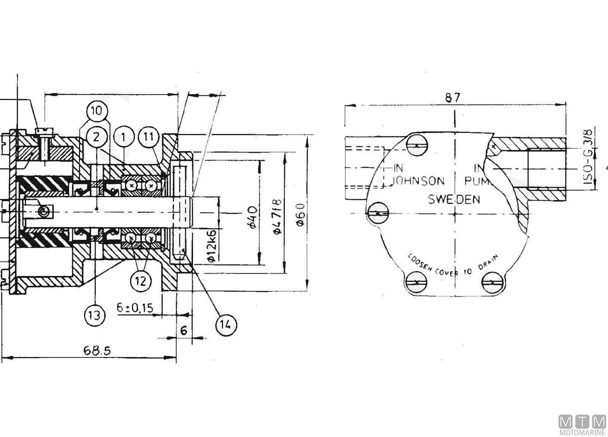 Johnson F4B-9 cooling pump - original photo Motomarine Srl