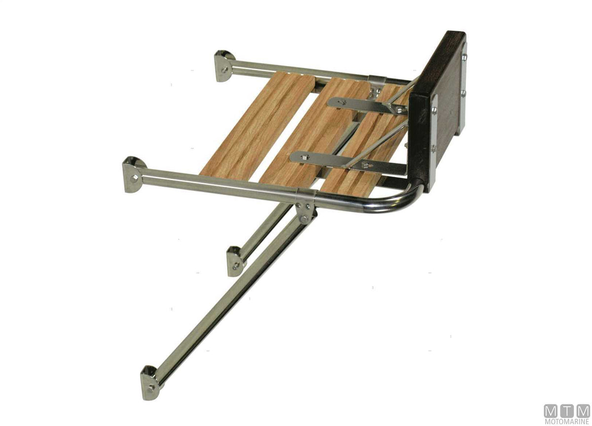 Tinox S swim platform with 2-step ladder, stainless steel and doussie wood - original photo Motomarine Srl