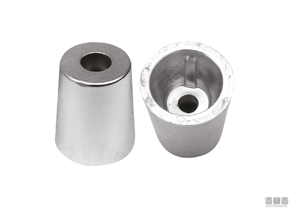 Aluminium nose cone anode with conical fitting Ø25 mm - original photo Motomarine Srl