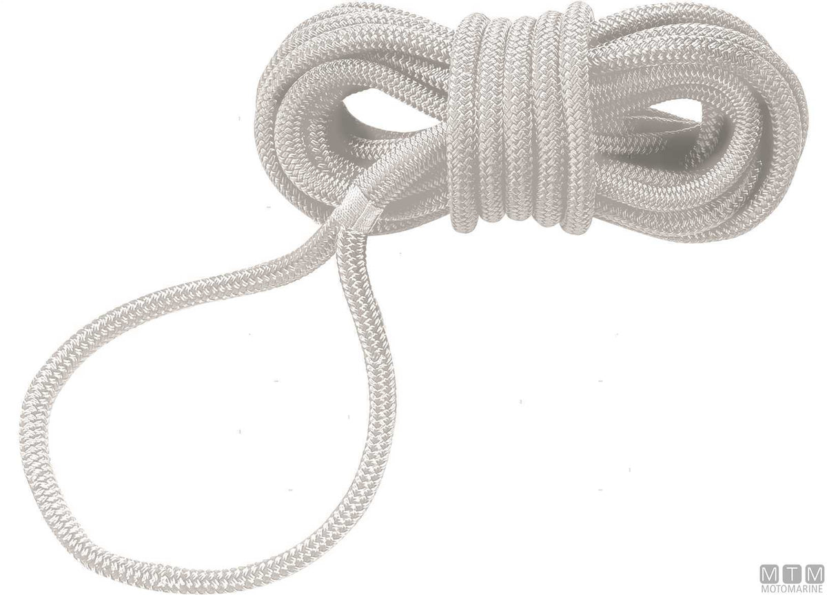 White polyester mooring braid with spliced eye Ø14 mm, 10 m - original photo Motomarine Srl