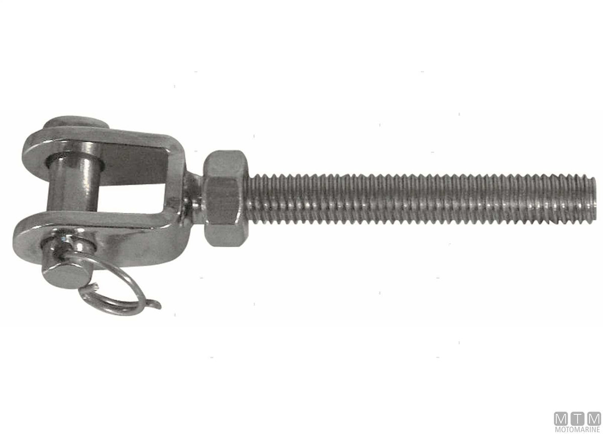 Left-hand thread fixed fork terminal M8 stainless steel 316 - original photo Motomarine Srl