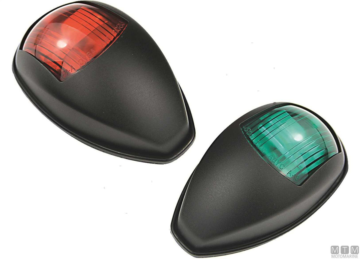 Pair of LED bow navigation lights, red and green, stainless steel - original photo Motomarine Srl
