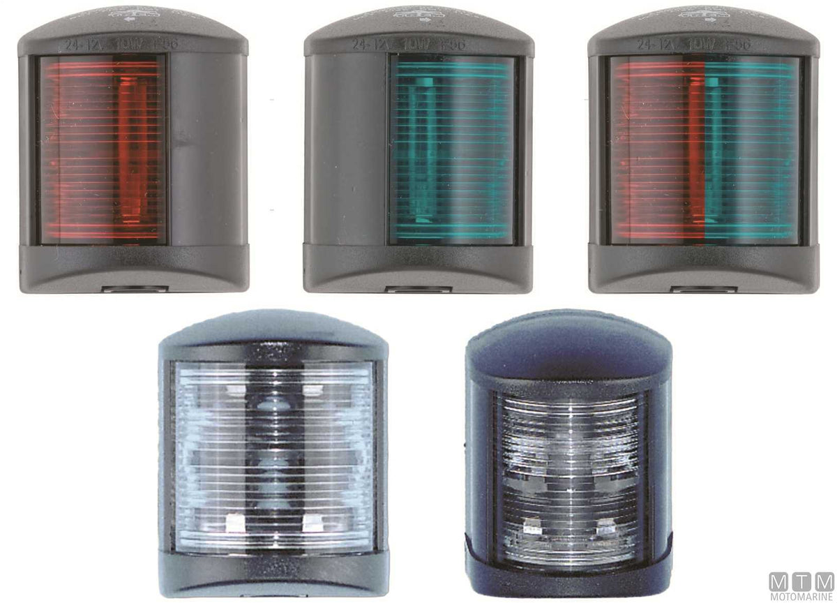 Red side navigation light LED Midi black 58x74 mm - original photo Motomarine Srl