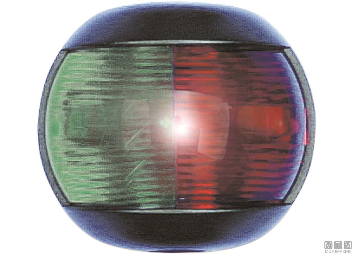 Combined red/green navigation light LED half-dome black 70x63 mm - original photo Motomarine Srl