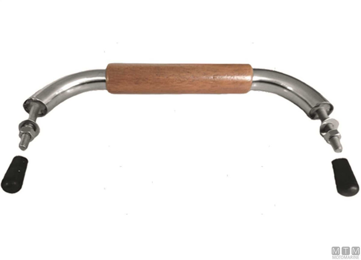 Stainless steel and teak handrail, standard, L305 mm - original photo Motomarine Srl