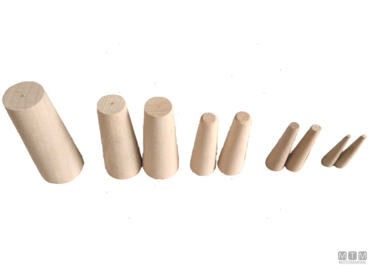 Large emergency wood cone plug kit 9 pcs - original photo Motomarine Srl