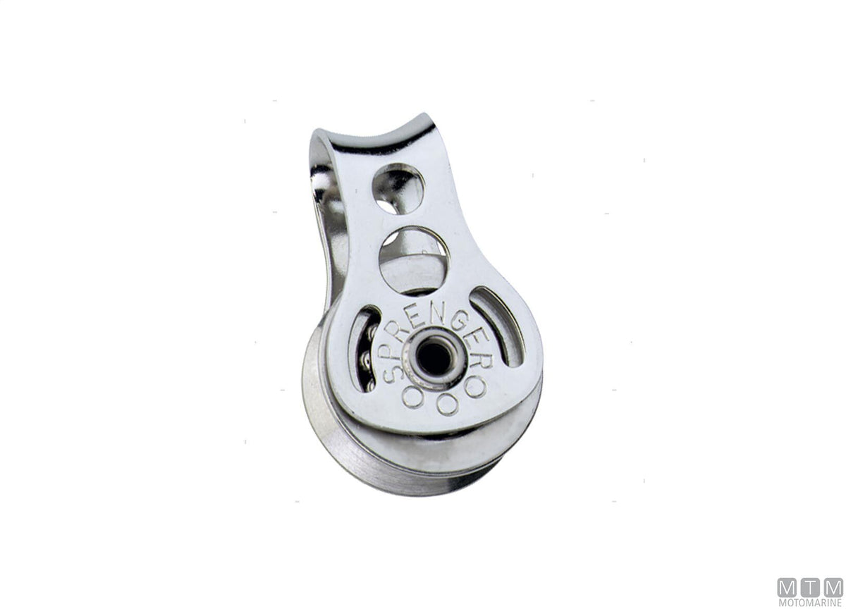 HS stainless steel single flush-mount block, ball-bearing sheave Ø19 mm - original photo Motomarine Srl
