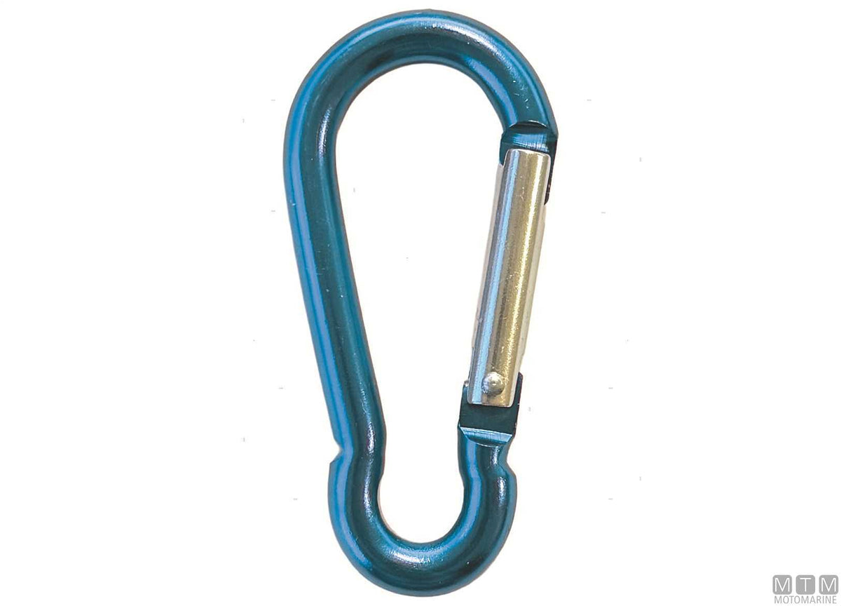Fireman carabiner Ø8 mm anodized aluminum blue - original photo Motomarine Srl