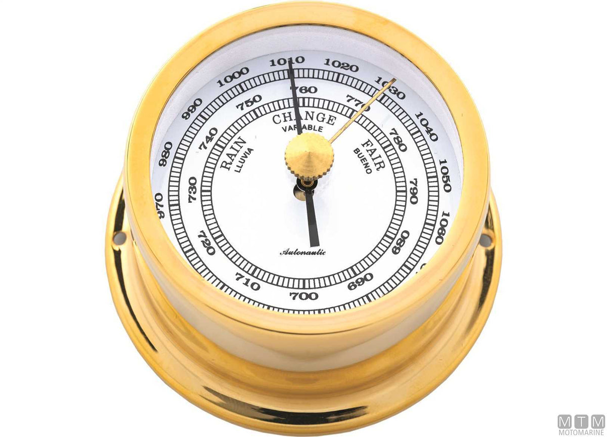 A-Nautic Pacific silent radio-controlled clock 120 mm polished brass - original photo Motomarine Srl