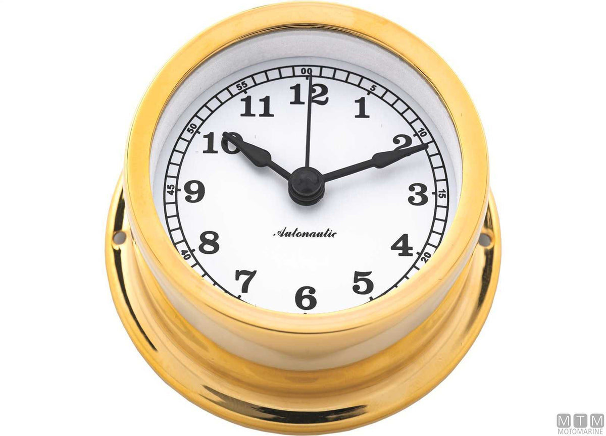 A-Nautic Pacific silent radio-controlled clock 120 mm polished brass - original photo Motomarine Srl