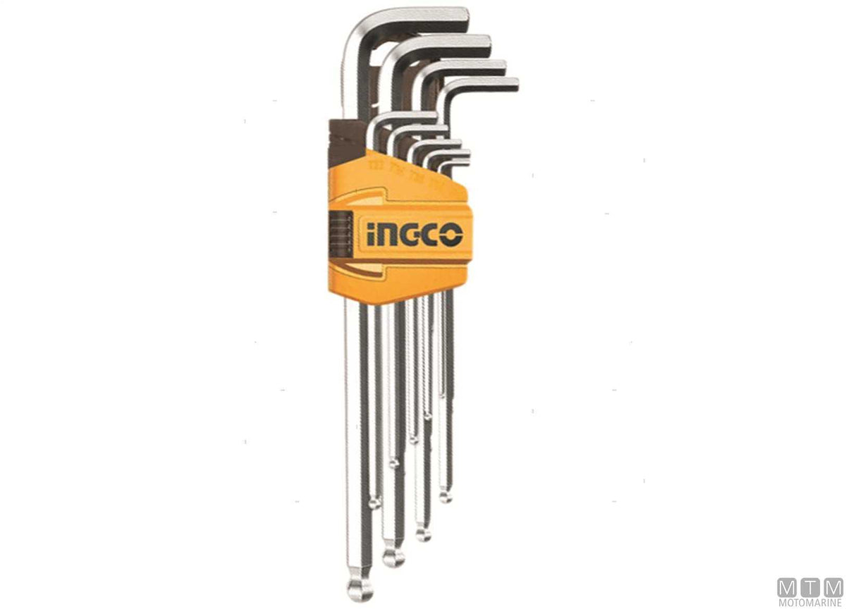 Long ball-end hex key set 1.5-10 mm, 9 pcs - original photo Motomarine Srl