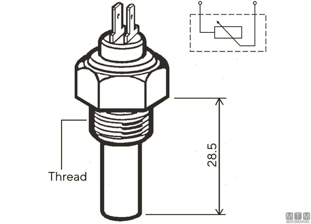 VDO temperature sensor 1/2x14 2-pole - original photo Motomarine Srl