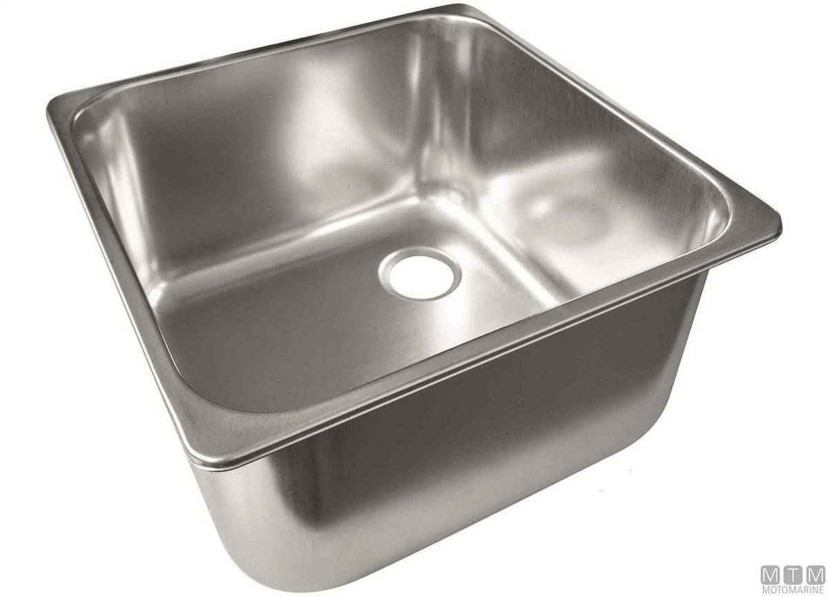 Square sink 340x340 mm stainless steel 18/8 - original photo Motomarine Srl