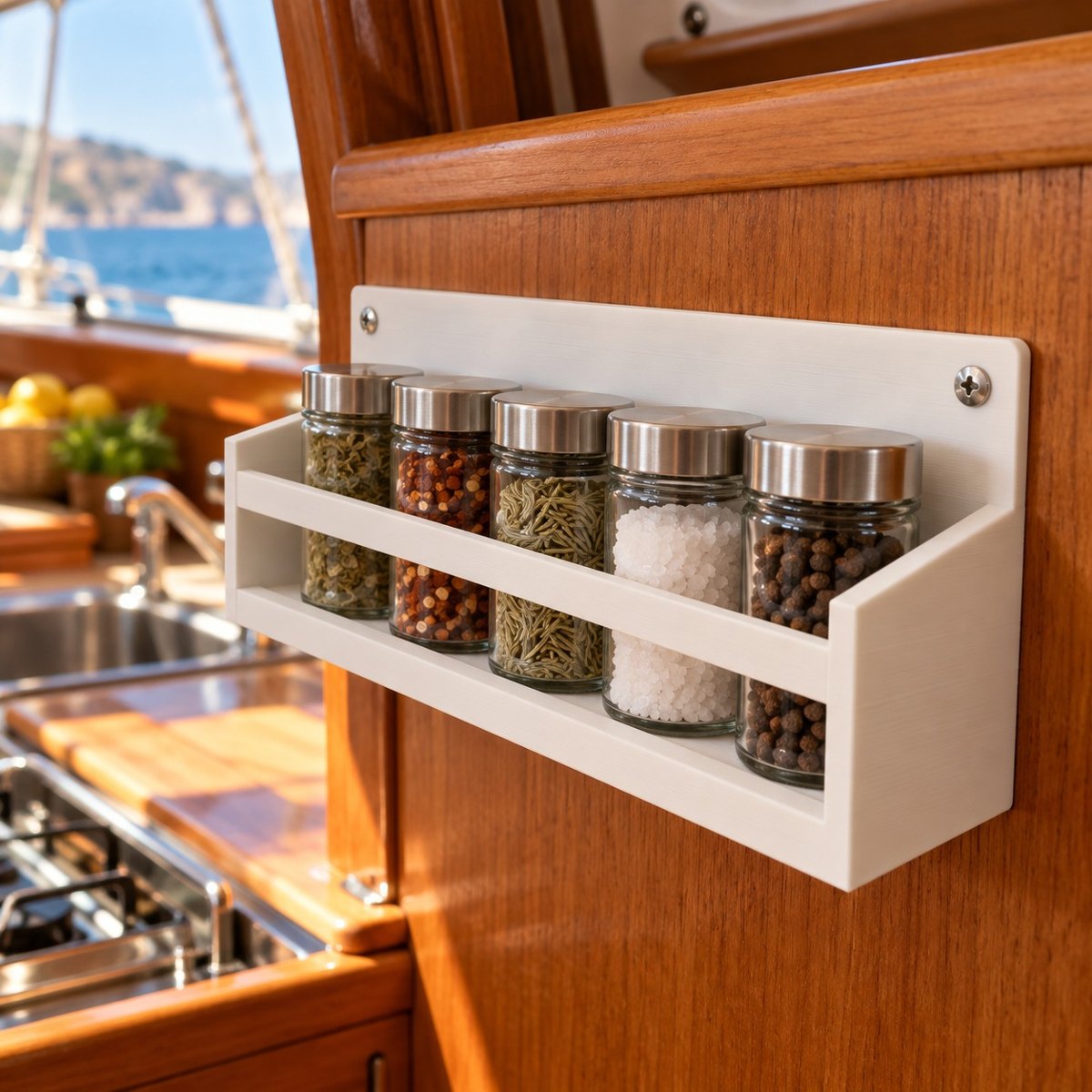 Spice rack with fiddle