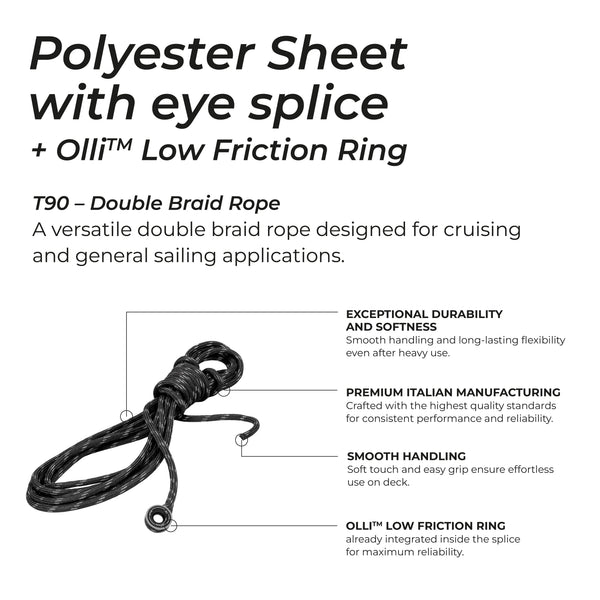 Écoute en polyester avec œil épissé + anneau Olli™ intégré