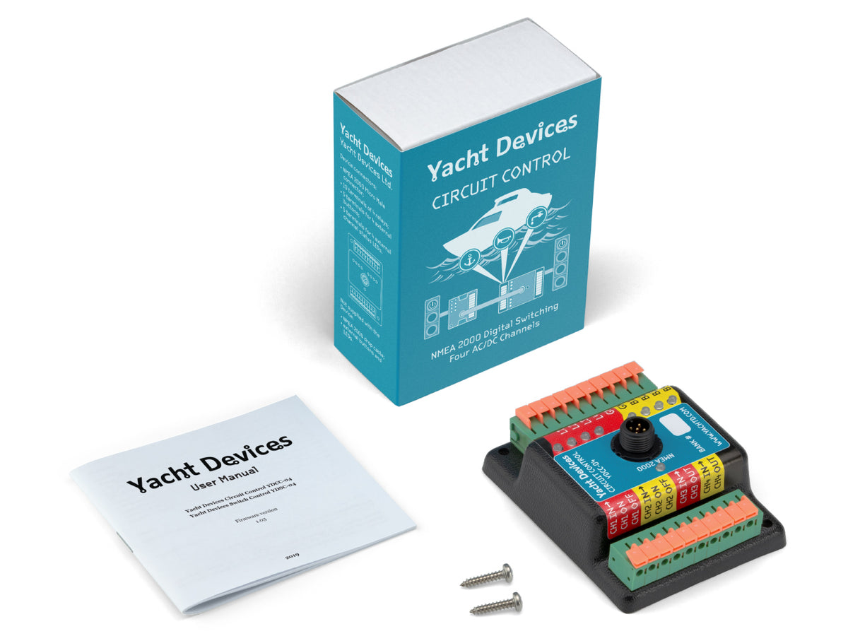 Yacht Devices NMEA 2000 Circuit Control YDCC-04 — NMEA 2000 Micro Male — 4 relè
