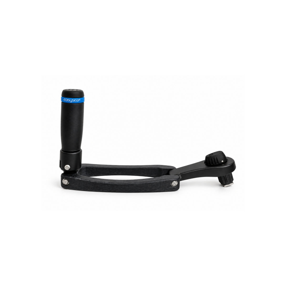 Flipper Max Carbon winch handle in open position seen from above, carbon arm extended with the star pin socket