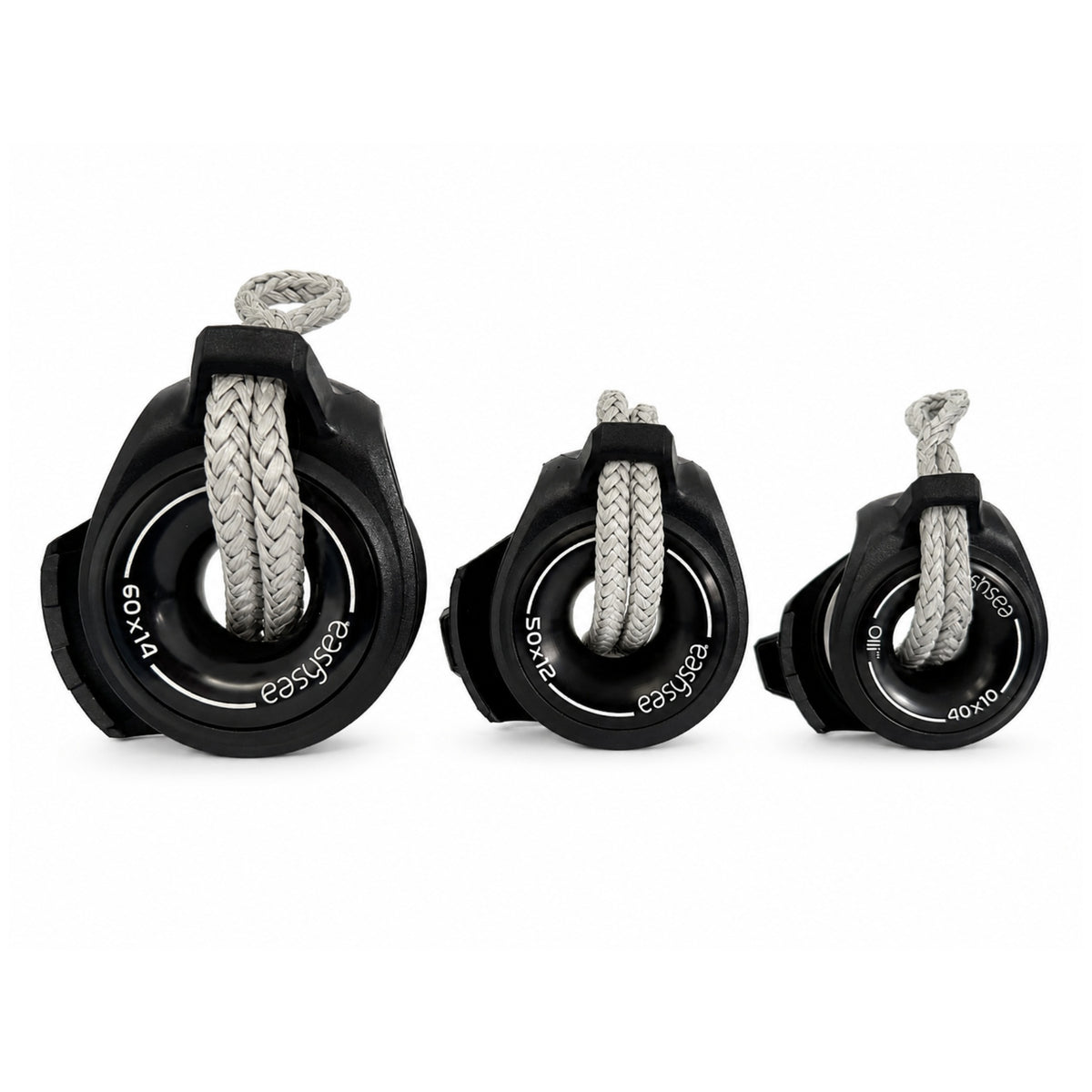 The size range of the Easysea Olli snatch block side by side