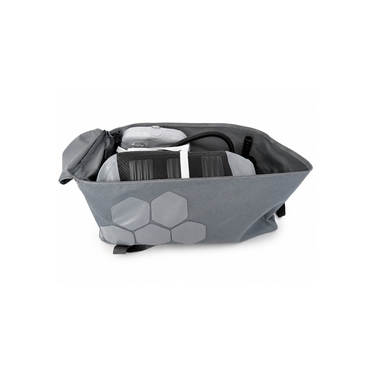 WAY2 carry bag open with the gangway and the accessories inside