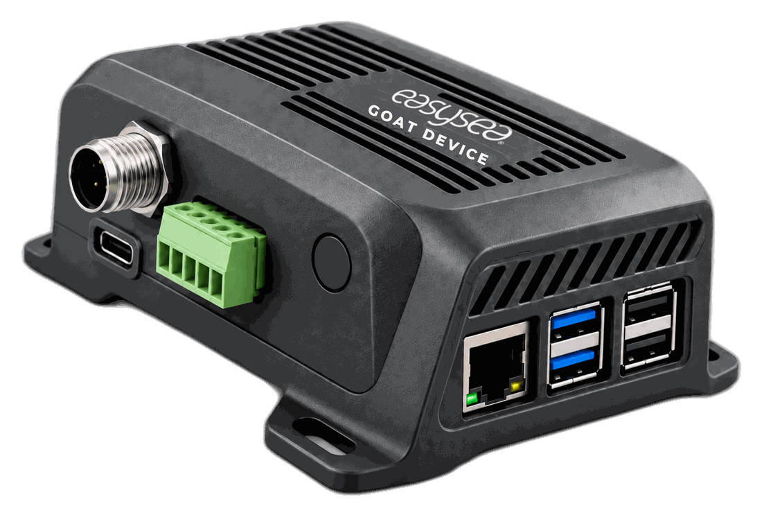GOAT Device: conector NMEA 2000, USB-C, regleta de bornes, botón, puertos Ethernet y USB